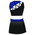 thumbnail image 2 of Lejafay Kids Girls Rhinestones Cheerleading Dance Outfit Cheer Leader Tops with Mini Skirt Carnival Party Blue 12, 2 of 5