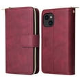 thumbnail image 4 of ELEHOLD Zipper Wallet for iPhone 15 Plus Case,with Card Slots Zipper Pocket Kickstand Function Detachable Wriststrap Premium Leather Protective Shockproof Purse Cover for iPhone 15 Plus,Winered, 4 of 8