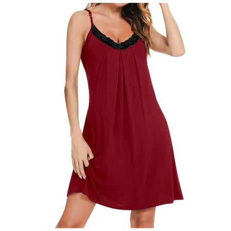 GHSOHS Robes for Women Homewear Teen Girl Clothes Underwear Nightie Women s Loose Lace V Neck Suspender Dress Sleepwear Sleepshirt Robe Pajamas Nightgown Homewear Lingerie