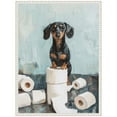 thumbnail image 5 of Kate and Laurel Cute Dachshund Dog Toilet Paper Rolls Blue Teal Bathroom Art Framed Canvas Wall Art by The Creative Bunch Studio 18 x 24 Sylvie Beaded White, Whimsical, Animals, Humor, Bathroom Art, 5 of 8