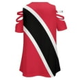 thumbnail image 5 of Flag of Trinidad Tobago Womens Summer V Neck Zipper Top Short Sleeve T Shirt Off Shoulder Top Casual Classy Loose Shirts, 5 of 7
