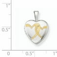 thumbnail image 2 of Beautiful Sterling Silver Rhodium-plated Gold-plated Linked Hearts 12mm Heart Locket, 2 of 2