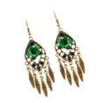 thumbnail image 3 of Moda Bohemia Pendientes Colgantes Flor Borla Larga Ganchos para oreja Pernos Prisioneros Joyería Verde, 3 of 6
