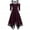 Wine, variant on Fall Women Punk Plus Size Open Shoulder Lace Spaghetti Strap Long Sleeve Gothic Dress