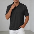 thumbnail image 2 of Mens Polo T Shirt Short Sleeve Quarter Button Up Tee Shirts Lightweight Black Fashion Clothing for Men, 2 of 4