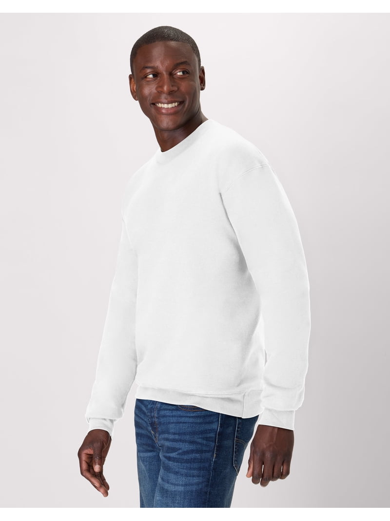 Hanes, Crewneck Sweatshirt, White 2XL, Heavyweight Cotton Fleece