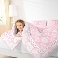 thumbnail image 3 of Manfei Pink Princess Bow Letter T Print Bedding Comforter Set for Girls, Boho Damask Flower Full Bedding Set, Pink Reversible, 7-Piece, 3 of 7