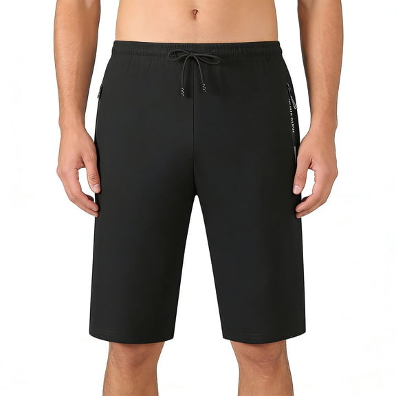 Cmfcve Athletic Running Shorts for Men 9" Lightweight Quick Dry Drawstring Gym Shorts with Zipper Pockets