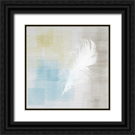 Murdock, Ramona 12x12 Black Ornate Wood Framed with Double Matting Museum Art Print Titled - White Feather Abstract II