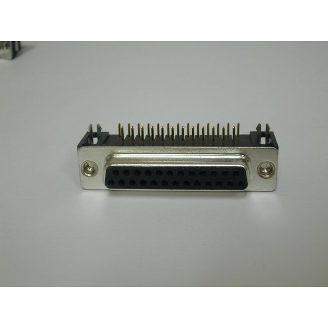 4731-25-41-P1 NorComp Inc. DB25 Female R/A PCB mounted metal shell D-Sub w/ 4-40 Insert, Inside Ground Strap & Board Lock(5/PKG) Non-RoHS
