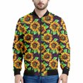 thumbnail image 3 of Chaqueta con cremallera y estampado 3D de girasoles para hombre, sudaderas con capucha y estampado floral de plantas, abrigos de gran tamaño de manga larga para la calle, 3 of 5