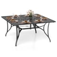 thumbnail image 1 of Costway Patio Dining Table for 8, 60” x 60” Square Metal Slat Table with Umbrella Hole, 1 of 8