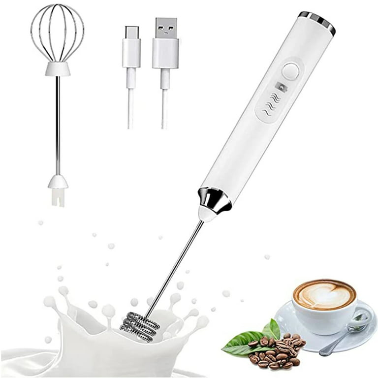 Milk Frother, USB Rechargeable 3-Speed Mini Electric Milk Frother Mixer for Coffee, Latte, Cappuccino, Hot Chocolate, Egg Beaters and Stainless Steel