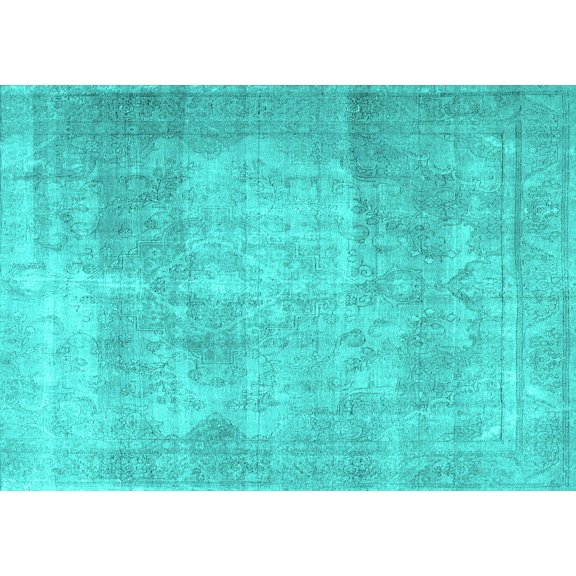 Ahgly Company Indoor Rectangle Persian Turquoise Blue Traditional Area Rugs, 7' x 9'