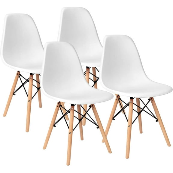 Vineego 4 PCS Dining Chairs Pre Assembled Modern Style Kitchen Room Chairs Mid Century Modern DSW Chair Set of 4,for Kitchen, Dining, Bedroom, Living Room(White)