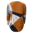 thumbnail image 5 of IMENGL Long Sleeve Shirts for Women Casual Patchwork Printed Round Neck Loose T-Shirt Soft Women's Basic Tee Long Sleeve Tops,Orange, 5 of 5