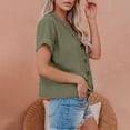 thumbnail image 4 of Chemise Boutonnée d'Été pour Femmes Manches Courtes Décontractée Légère Confortable Col en V Polyester pour Usage Quotidien Rue S m L TG TTG, 4 of 9