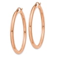 thumbnail image 4 of Auriga Fine Jewelry 14K Rose Gold 3mm Heart Tube Hoop Earrings (L-40mm, W-3mm) for Women, 4 of 5