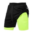 thumbnail image 2 of Pantalones Cortos para 2 en 1 para Hombre con Bolsillos para Teléfono, Ligeros con Forro, Pantalones Cortos Deportivos para Gimnasio, Negro Sunnimix Shorts deportivos para hombre, 2 of 8