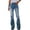 A-Blue622, variant on Womens High Waisted Flare Jeans Distressed Stretch Denim Pants Floral Print Boho Style Bell Bottom Trousers