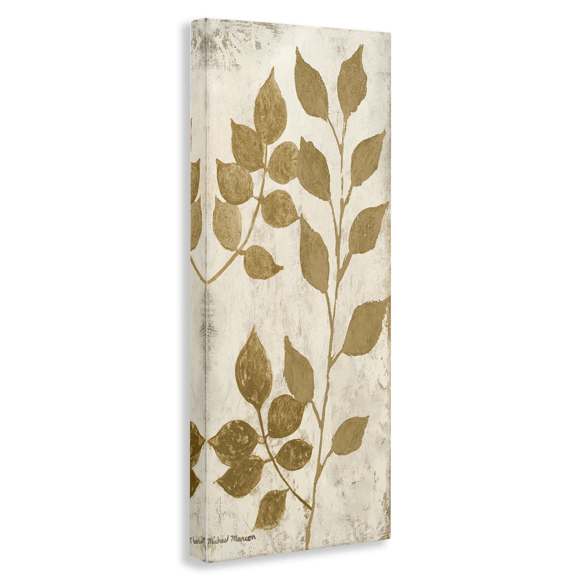 Stupell Industries Natural Leaves Overlap Plants & Flowers Painting Wrapped Canvas Art Print Wall Art, 10 x 24
