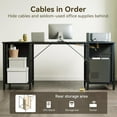 thumbnail image 5 of ODK 63 inch Office Desk with 6 Fabric Drawers & File Cabinets, Work from Home Computer Desk with Hidden Storage Stand, Black, 5 of 17