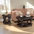 thumbnail image 2 of Hassch 3-Piece Farmhouse Living Room Table Set, Coffee/End Side Tables with Open Shelf for Small Space, Espresso, 2 of 9