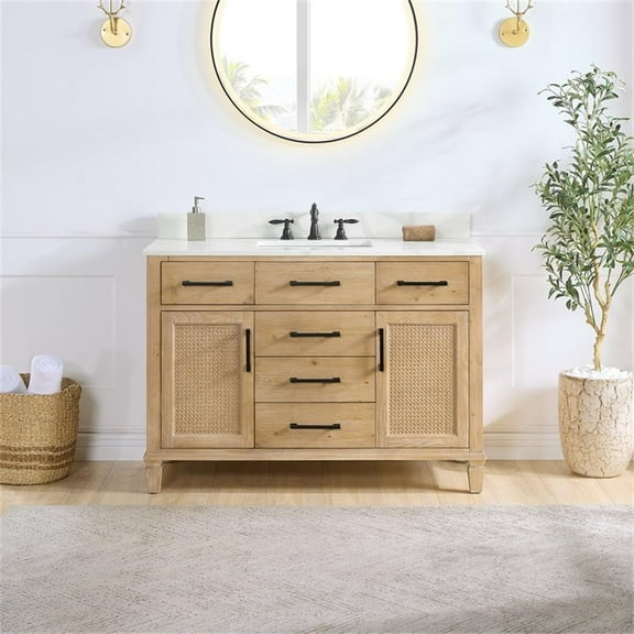 Solana 48" Wood Vanity Base in Weathered Fir without Top and Sink no Mirror