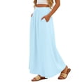 thumbnail image 6 of Arlun Casual Long Pleated Skirt for Women Elegant Eyelet Solid Color Flowy Summer Maxi Skirts Elastic High Waist Simple Stylish Beach Vacation Skirt Comfort for Everyday Wear Light Blue XXL, 6 of 6