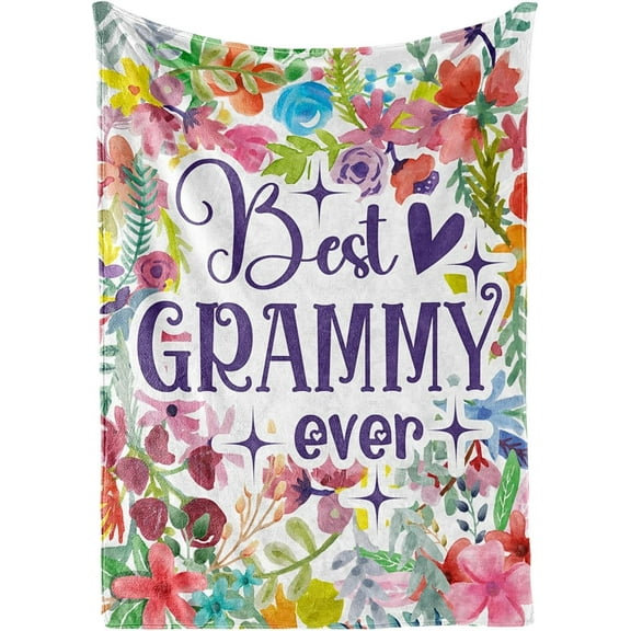 Grammy Gifts, Grandma Gifts for Grammy, Flannel Throw Blankets on Mother's Day, Christmas, Birthday, 50" x 65", Blue Flowers