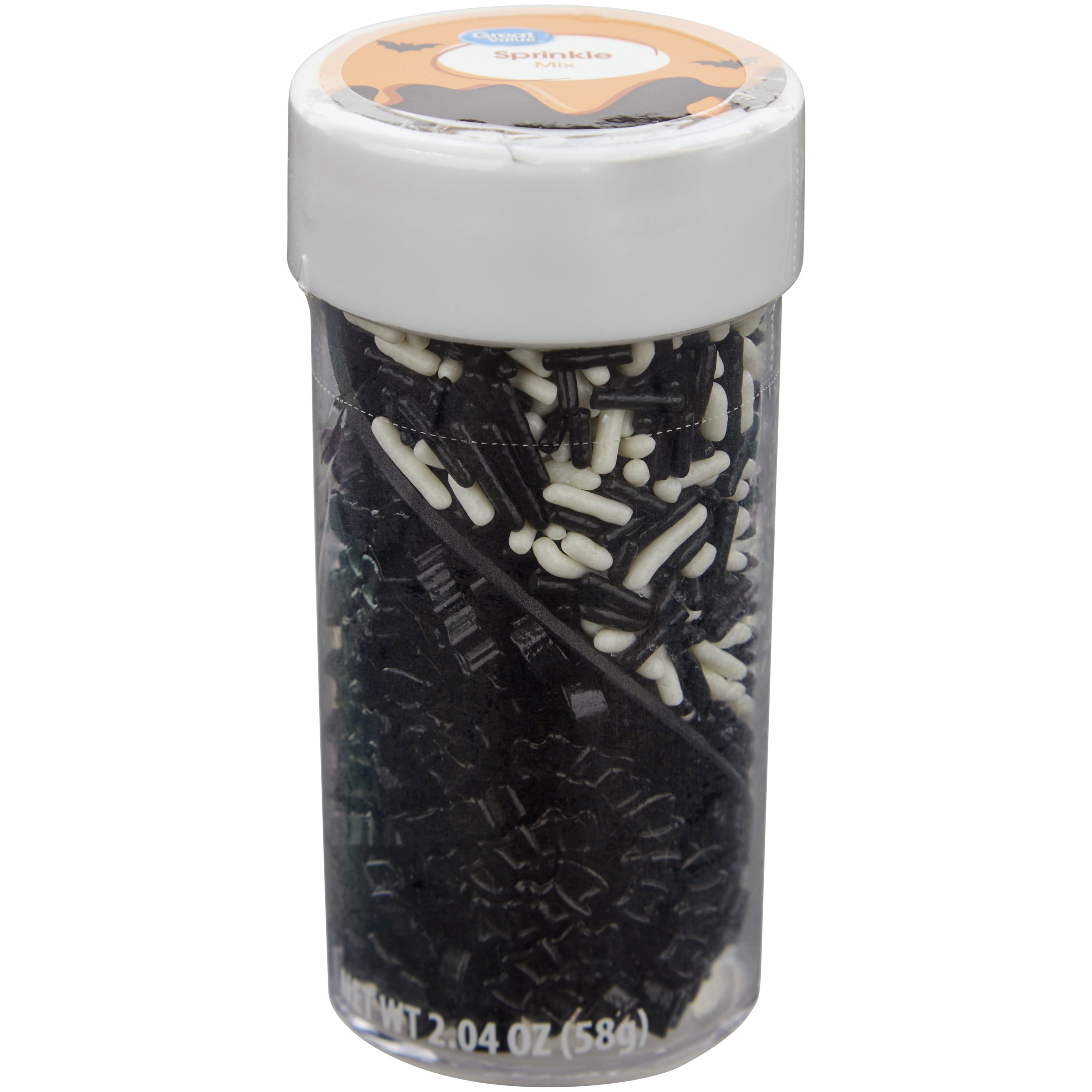 Great Value Bat-Shaped Black and White Halloween Sprinkle Mix, 2.04 oz