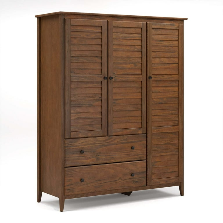 Grain Wood Furniture Greenport 3-Door Wardrobe, Brushed Walnut