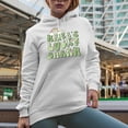 thumbnail image 2 of Distressed Mama's Lucky Charm - Retro Groovy Wavy Text St. Patrick's Day Art Merch Gift, White Hooded Sweatshirt or Hoodie, XL, 2 of 5