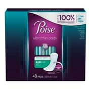 Poise Ultra Thin Incontinence Pads for Women, Postpartum Pads, Light Absorbency, 144ct