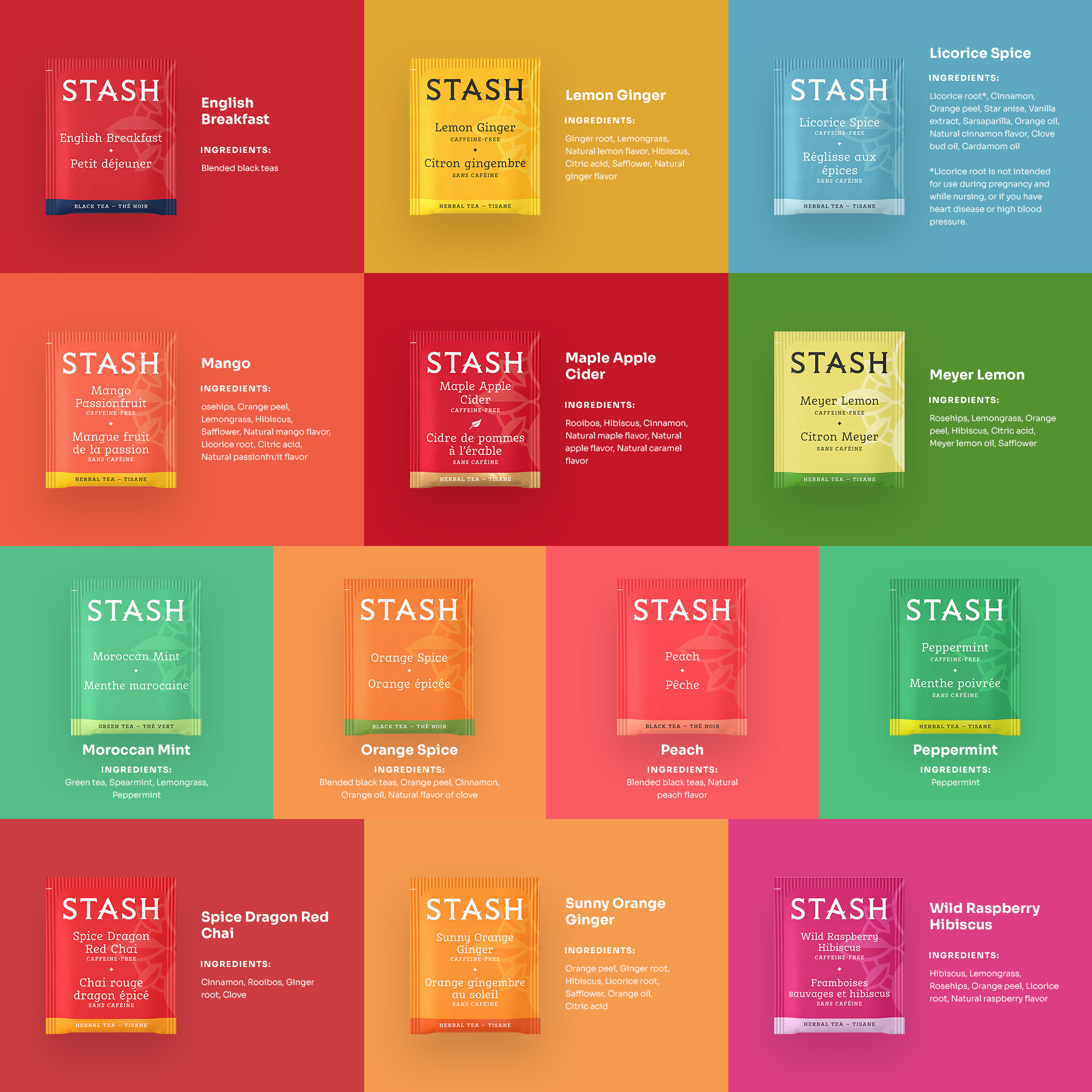 Stash Tea 50 Assorted Teas with 20 Honey Sticks, 25x2 Tea Bags, Variety Pack, Herbal Tea Sets, Tea Samplers