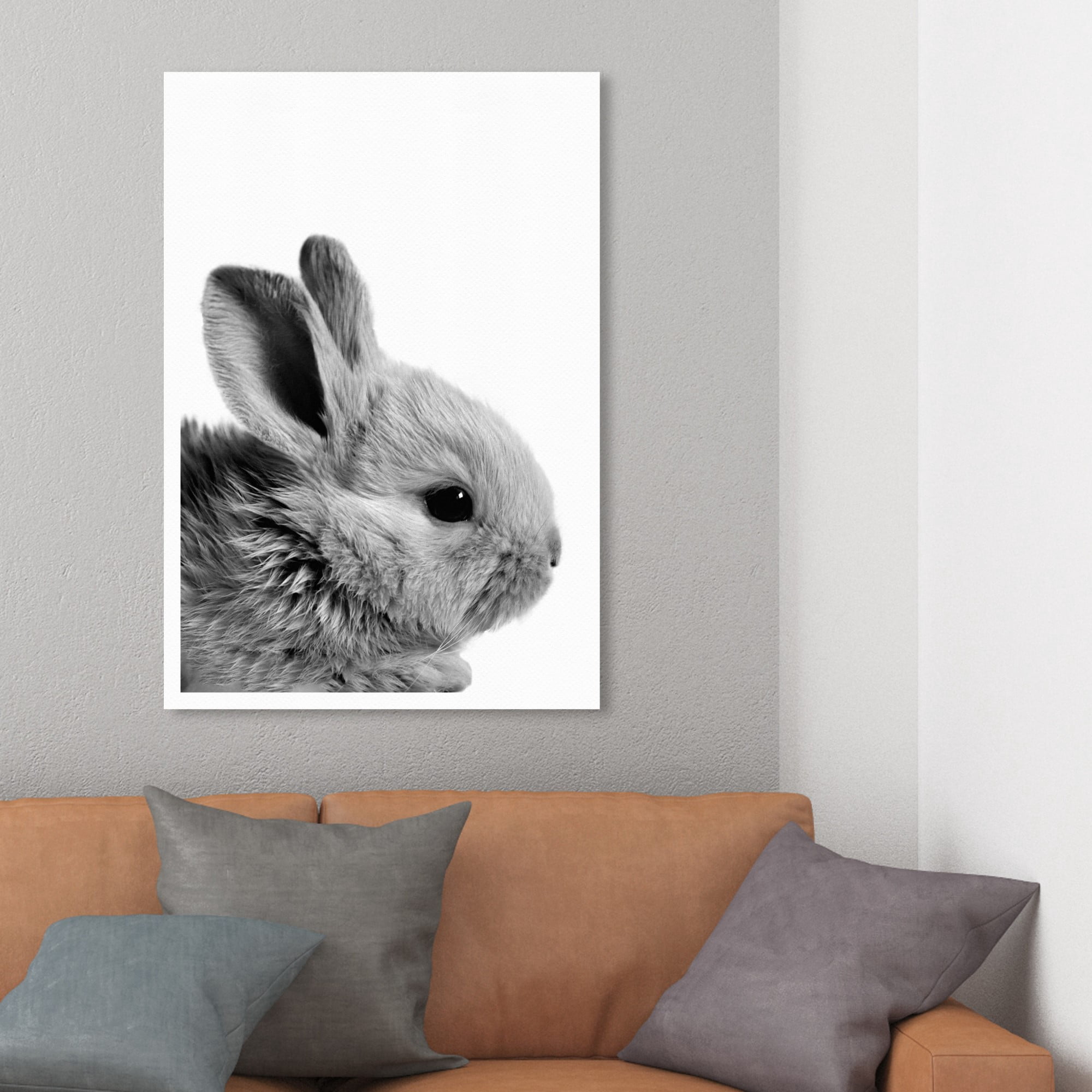 Wynwood Studio 'Bunny Ears' Animals Wall Art Canvas Print - Gray, White, 16" x 24"