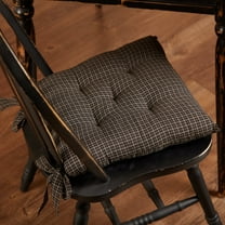 VHC Brands, Kettle Grove, Cotton, 15x15, Plaid, Chair Pad, Black