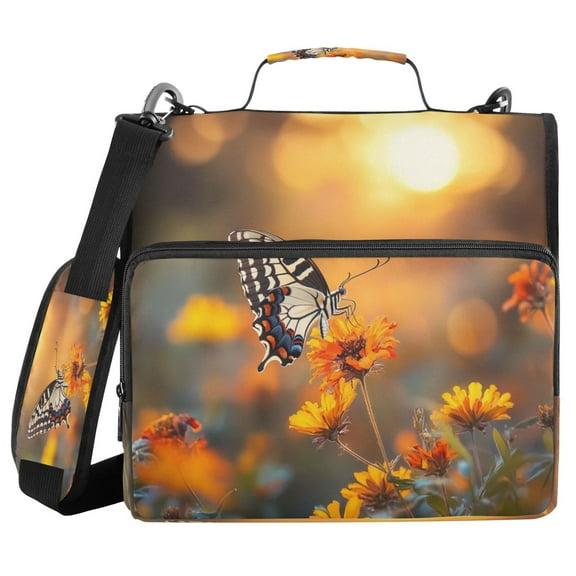 YAZAOO Zipper Binder trapper keeper Documents Organized Design Butterfly Serenade Printed