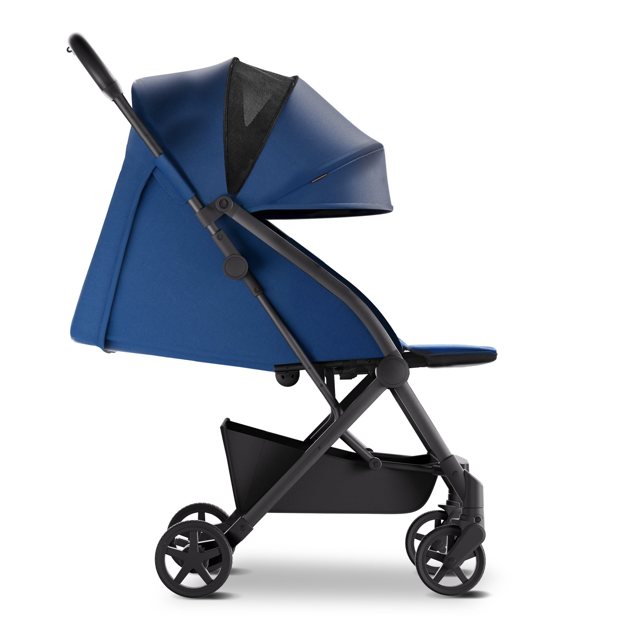 Mompush Lithe V2 Lightweight Stroller with Snack Tray, Newborn Nest Mode, Navy, 17.3LB, Unisex