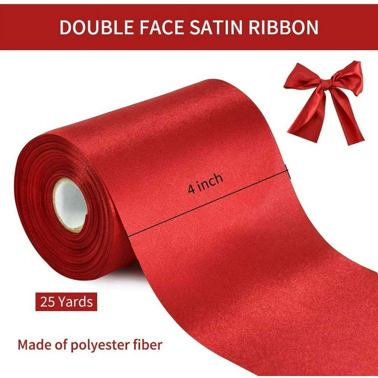 4 Inch X 22yards Wide Red Satin Ribbon Solid Fabric Large Ribbon For Cutting  Ceremony Kit Grand Opening Chair Sash Table Hair Car Bows Sewing Craft Gi