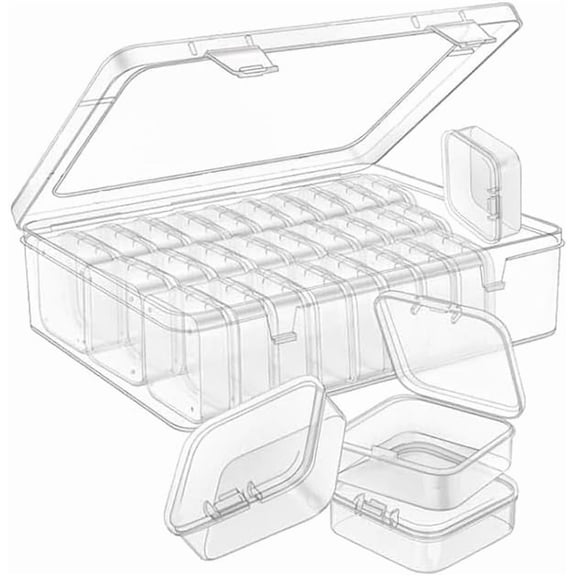 Bead Organizer Box 31 Pieces, Clear Plastic Storage Containers with Hinged Lids Mini Boxes for Jewelry Making, Small Parts, Seed, DIY Crafts