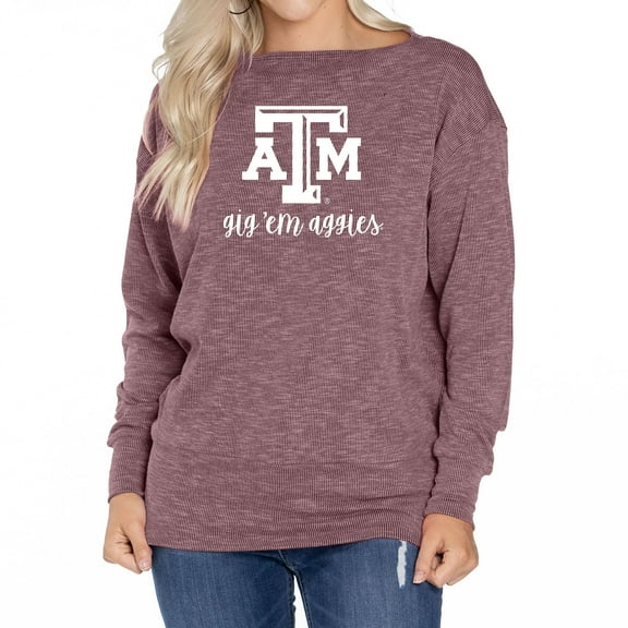 Women's Maroon Texas A&M Aggies Lainey Ribbed Tunic Tri-Blend Pullover Sweatshirt