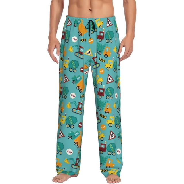 Balery Trucks And Excavators Pantalones de pijama para hombre, pijama ultraligero, pantalón de descanso-Medium