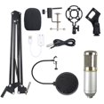 thumbnail image 1 of Condenser Microphone Bundle  BM-800 Mic Kit with Adjustable Mic Suspension Scissor Arm  Shock Mount and Double-Layer Acoustic Filter for Studio Recording & Brocasting (Gold 2), 1 of 7
