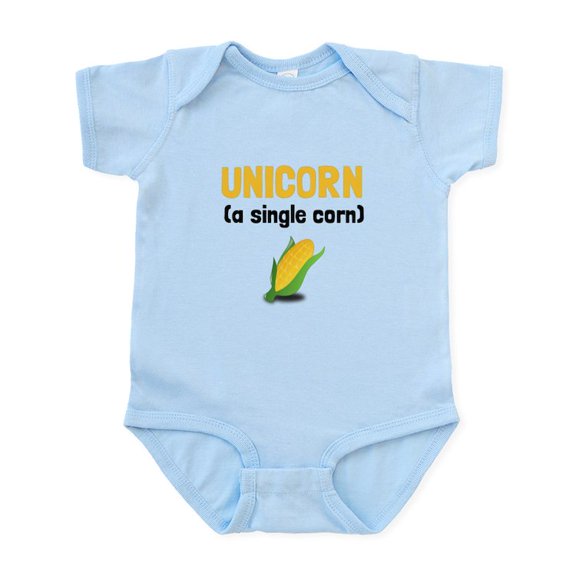 CafePress - Unicorn Single Corn Body Suit - Baby Light Bodysuit, Size Newborn - 24 Months