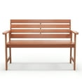 thumbnail image 1 of Gymax Solid Wood Bench Wood 2-Seat Chair w/ Slatted Seat & Inclined Backrest Patio, 1 of 4