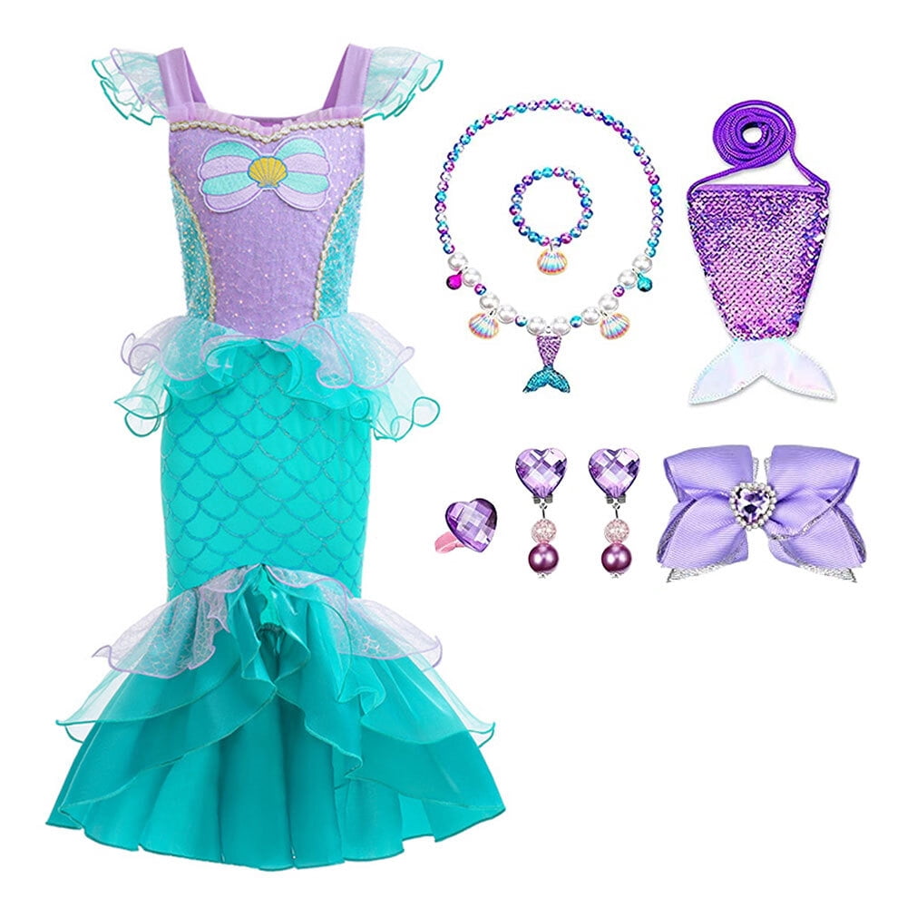 Little Girls Mermaid Dress Princess Birthday Party Outfits Ariel