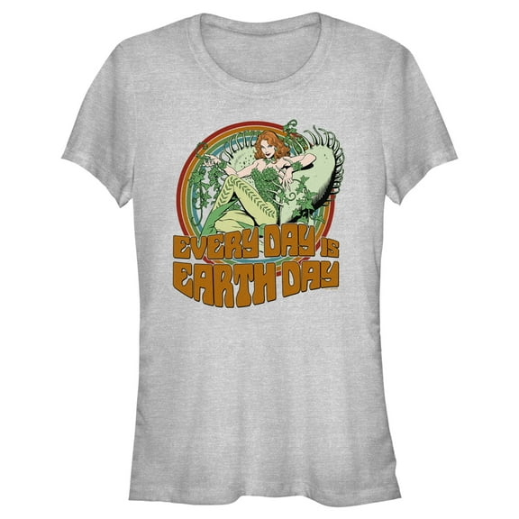 Junior's Batman Poison Ivy Earth Day Every Day  Graphic Tee Athletic Heather X Large
