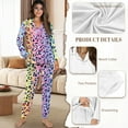 thumbnail image 6 of DISNIMO Pajama Set for Women 2 Piece Lounge Pjs Leopard Printed Long Sleeve Button Down Sleepwear with Long Pants Soft V Neck Loungewear Nightwear, 6 of 7