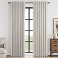 thumbnail image 4 of Jainmy 100% Blackout Flax Linen Curtains for Living Room, Rod Pocket & Back Tabs Light Blocking Thermal Insulated Bedroom Drapes ,52"x84",2 Panels,Linen, 4 of 10